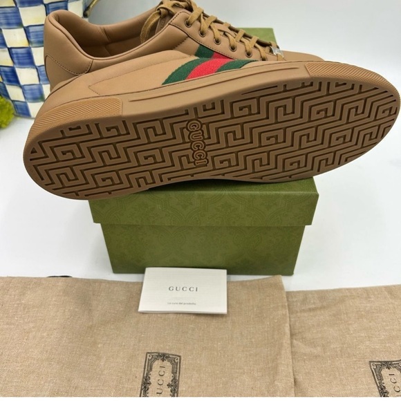 Mens Gucci ace Webb low top leather Sneakers size 11 fits 12 US made in Italy - Picture 8 of 13